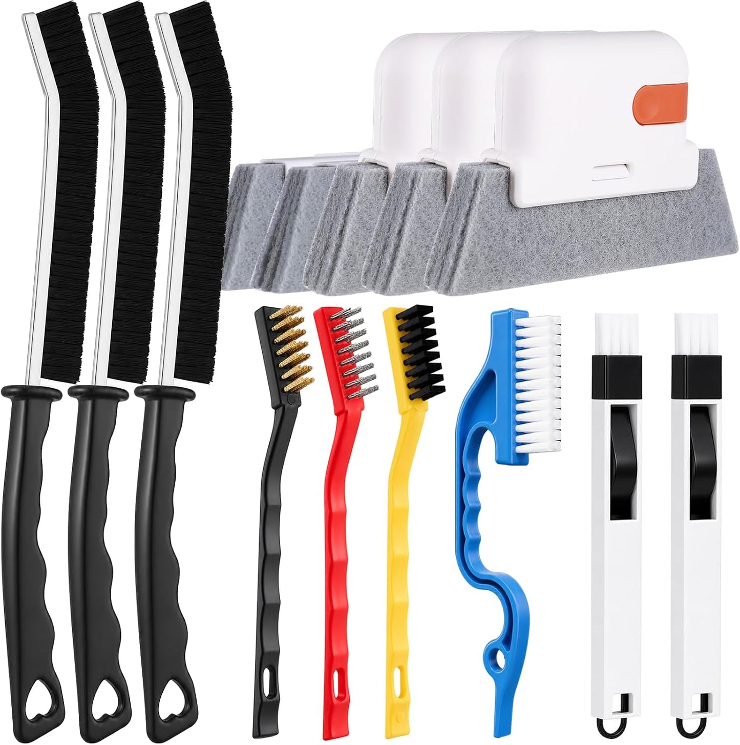 Window Sill Cleaner Tool - 14 Pcs Magic Door Window Track Cleaning Tool Kit | Sliding Door Track Cleaner Groove Crevice Cleaning Brush for Door/Sill/Corners/Sinks/Shutter/Tile/Blinds