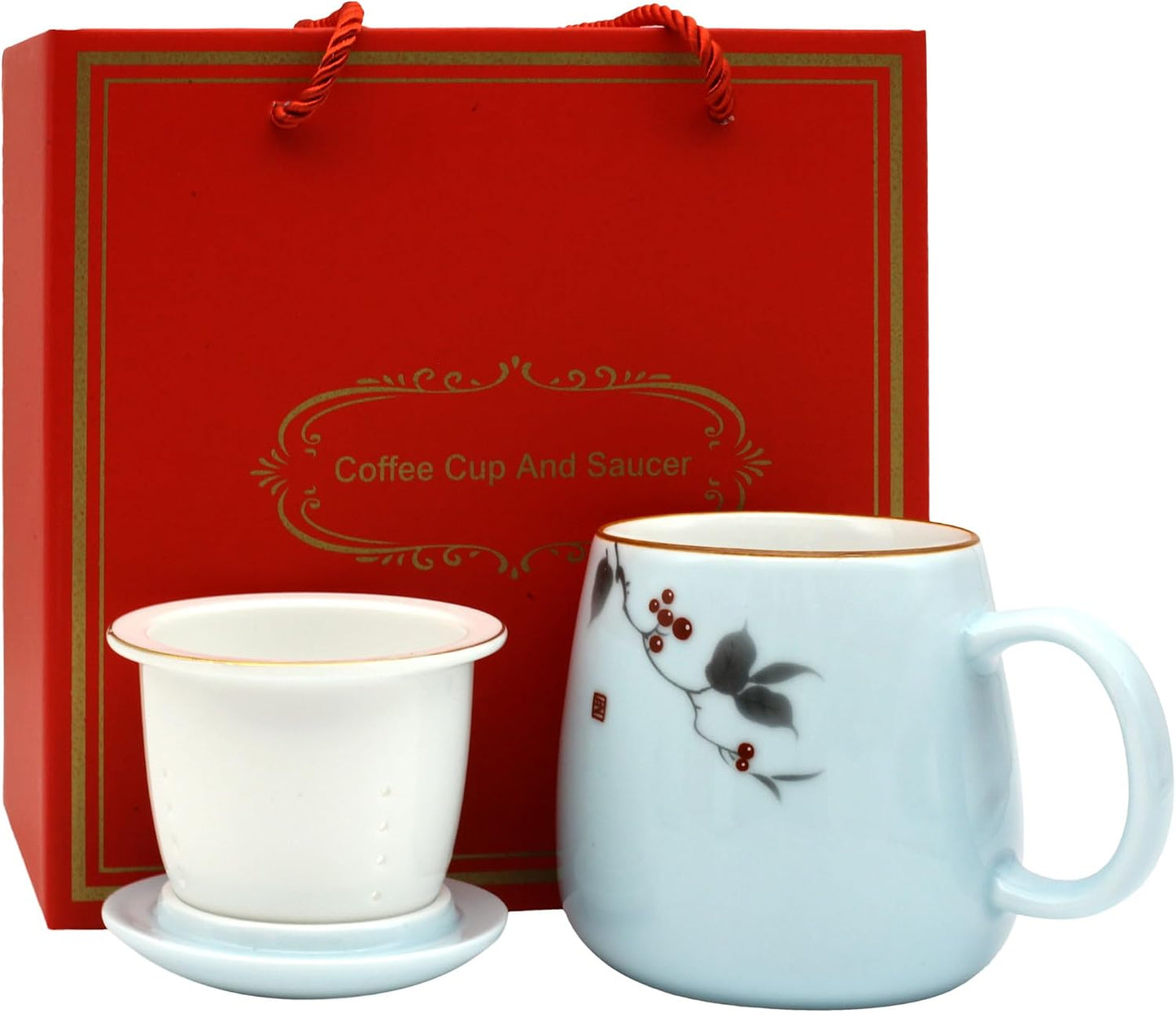 ZooBoo Porcelain Tea Mug With Infuser Lid 12oz Loose Leaf Tea Cup | Gift Box Packaging Makes This Tea Cup An Ideal Choice For Tea Lovers, Home, Office Use