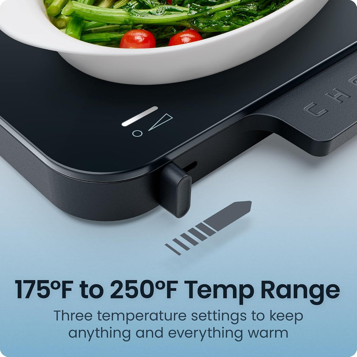 Chefman Everything Warmer Electric Warming Tray, 20” x 16” Modular Expanding Design, Graphene Full-Surface Heating, Food Warming Mat for Parties, Gatherings & Daily Use, Two Tempered Glass Panels