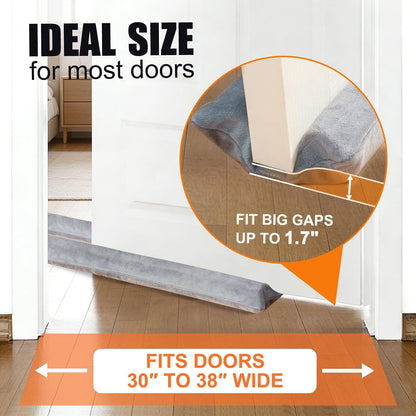 Under Door Draft Stopper 30-38" Adjustable Wind Stopper for Door & Window, Foam Door Sweep Air & Noise Blocker for Bottom of Doors Double Side Seal - Black