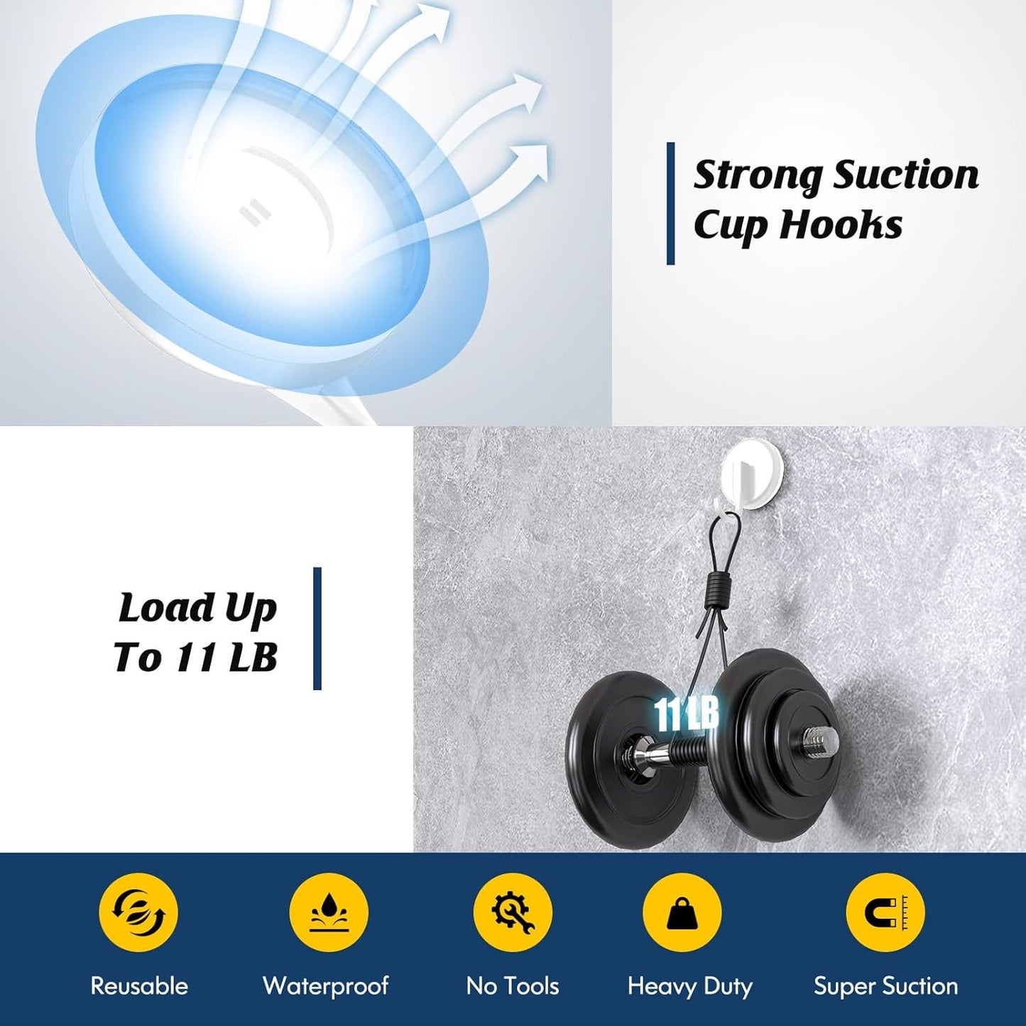MOTAIPEAK Suction Cup Hooks for Shower,Shower Hooks Mounting on Glass Doors, Tile, Mirrors, Metals,Hook for Hanging Towels, Robe, Loofah, Jackets-Black(2 Pack)