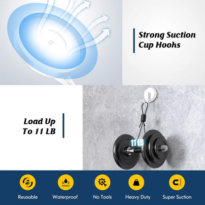 MOTAIPEAK Suction Cup Hooks for Shower,Shower Hooks Mounting on Glass Doors, Tile, Mirrors, Metals,Hook for Hanging Towels, Robe, Loofah, Jackets-Black(2 Pack)