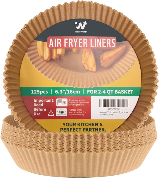 40GSM Air Fryer Liners, 6.5 Inch Air Fryer Liners Disposable, Unbleached Paper For 3-5Qt, Raw Wood Pulp, Double-Sided Silicone, For Health-Conscious Cooks & Busy Families, Square 100pcs