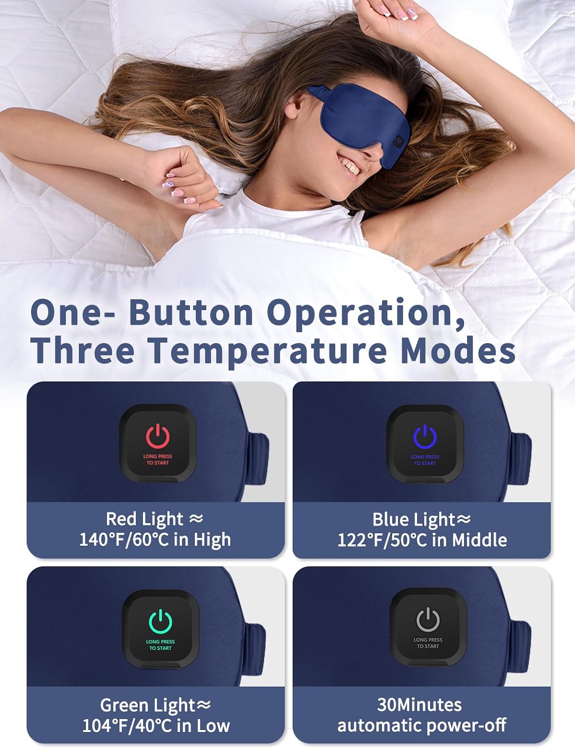 Dearan Upgraded 3 Temperature Modes Silk Heated Eye Mask Cordless,Rechargeable Warm Eye Heating Pad No Pressure for Dry Eyes, Sleep Eye Mask Christmas Gift for Men Women