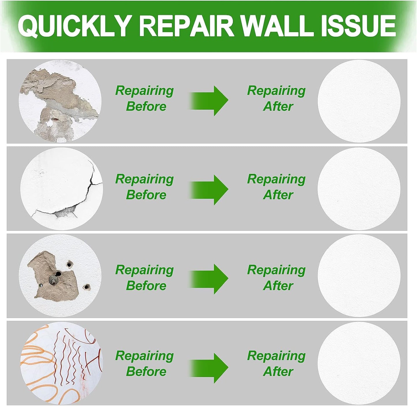 Drywall Repair Kit, 13 Piece Aluminum Wall Repair Patch Kit, 2/4/6/8 inch Aluminum Drywall Patch, Quick Fix Plaster