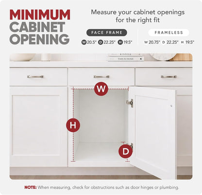 Rev-A-Shelf Pullout Organizer for Cabinets, Min Opening Width of 18" | STwo-Tier Steel Shelf for Kitchen or Vanity Cabinet Organization, Heavy Gauge Wire Slide Out Storage Basket, 5WB2-1822CR-1