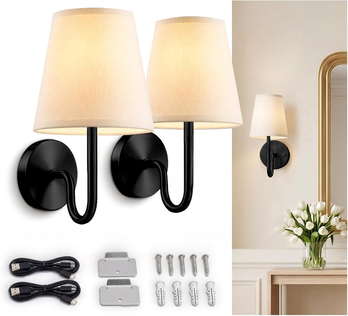 Bell+Howell 2 Pk Rechargeable Wall Sconces Set of Two - Gold