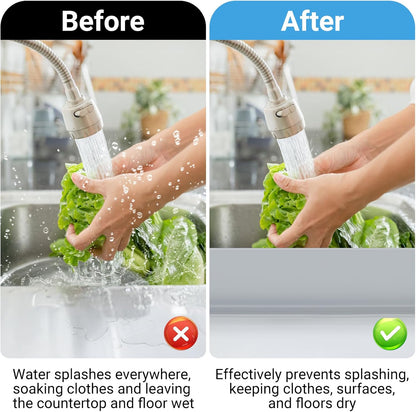 19.3 inch Silicone Sink Splash Guard, Splash Guard for Kitchen Sink Area, Backsplash Protector for Kitchen Countertop & Bathroom Bathtub with Non-Slip Strong Suction, White
