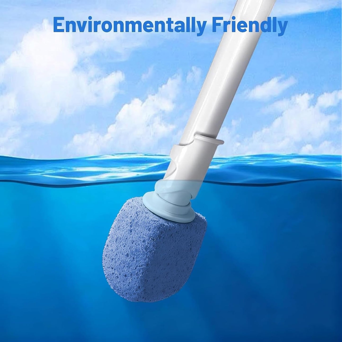 [5-Pack] Natural Blue Pumice Toilet Bowl Cleaner with Upgraded 30cm Handle, Snap-On Replacement Heads, Scratch-Free Scouring Stone for Limescale, Rust & Hard Water Stain