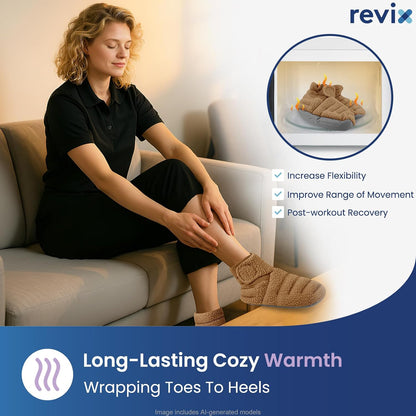 REVIX Microwavable Booties for Cold Feet, Heated Slippers, Navy S