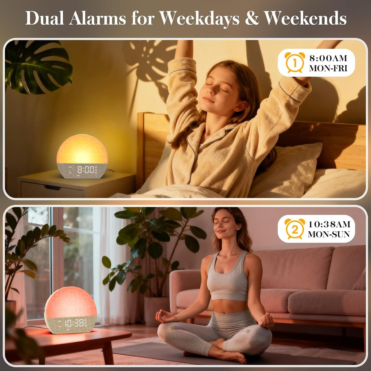 KEPLUG Sunrise Alarm Clock Sound Machine with Dual Alarm for Heavy Sleepers
