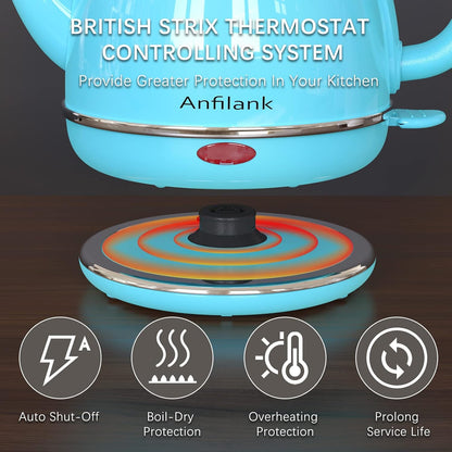 Anfilank Electric Gooseneck Kettle, 1L 1500WFast Boil, 100% Stainless Steel BPA Free Pour-Over Coffee & Tea Kettle,Water Boiler with Auto Shut & Boil-Dry Protectio,Green