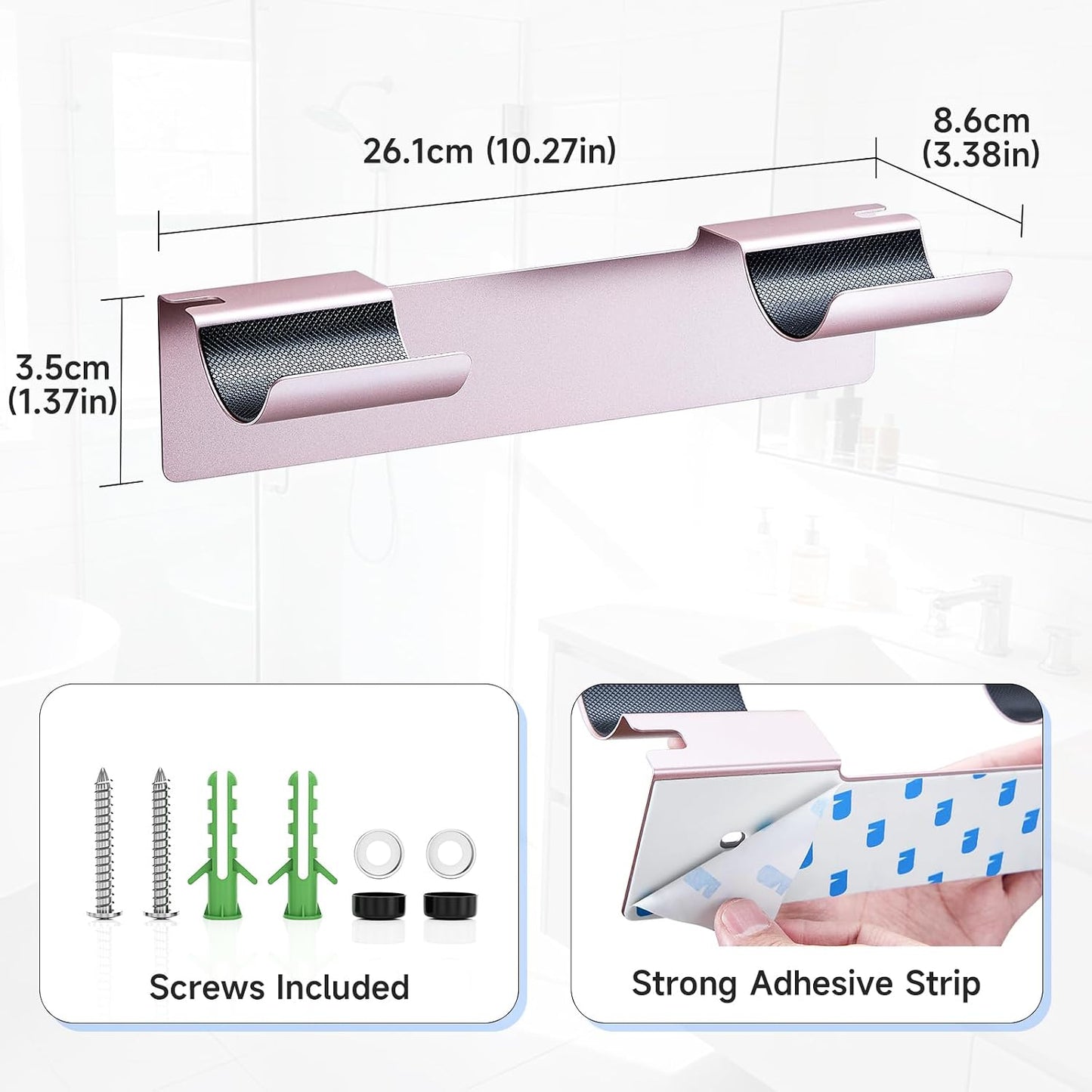 2 PCS Wall Mount Curling Iron Holder and Hair Tool Organizer with Adhesive, Multifunctional Hot Flat Iron and Hair Straightener Holder Storage Stand for Vanity, Cabinet and Wall, White