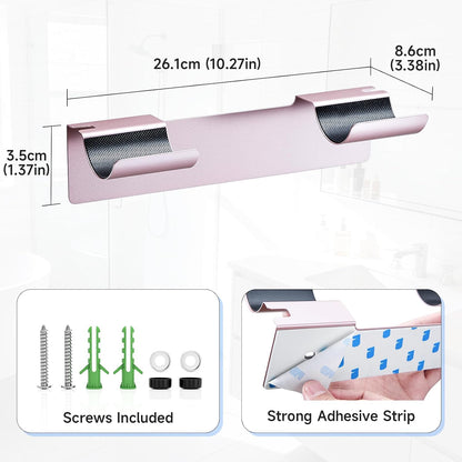 2 PCS Wall Mount Curling Iron Holder and Hair Tool Organizer with Adhesive, Multifunctional Hot Flat Iron and Hair Straightener Holder Storage Stand for Vanity, Cabinet and Wall, White