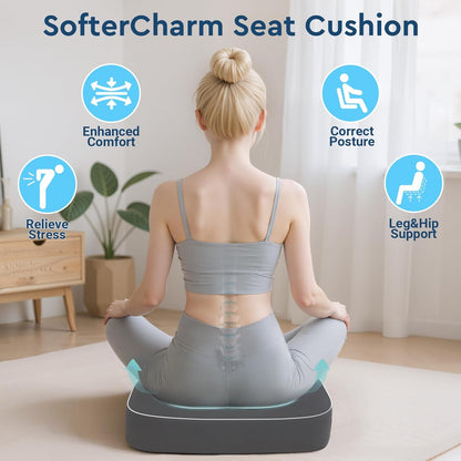 Seat Cushion, Memory Foam Office Chair Cushion, Black, Large