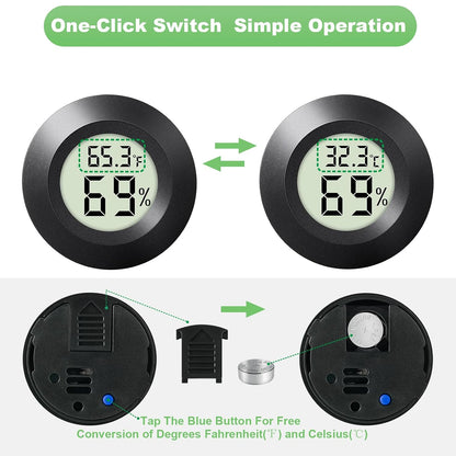 2-Pack Mini Hygrometer Indoor Humidity Meter Digital Thermometer | Small Digital LCD Monitor Thermometer Temperature Gauge Humidity Sensor (℉) or (℃) for Reptile Thermostat, Jars
