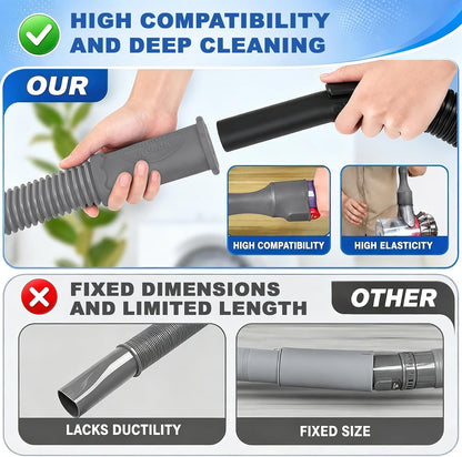 PetOde 5Pack Dryer Vent Cleaner Kit Vacuum Hose Attachment Gray 31.5" | Cleaning Brushes for Refrigerator Coils, Condenser, Window Tracks, Toilets
