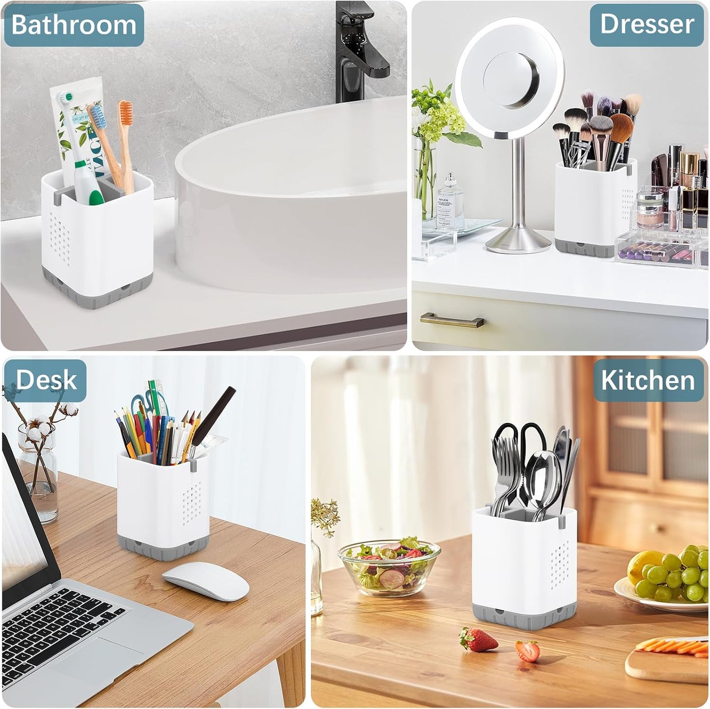 Boperzi Toothbrush Holders, Kids Toothbrush Holder with Drainage, Detachable Anti-Slip Electric Toothbrush Holder, Toothpaste Organizer Storage Caddy for Bathroom Countertop, Shower, Kitchen, Vanity