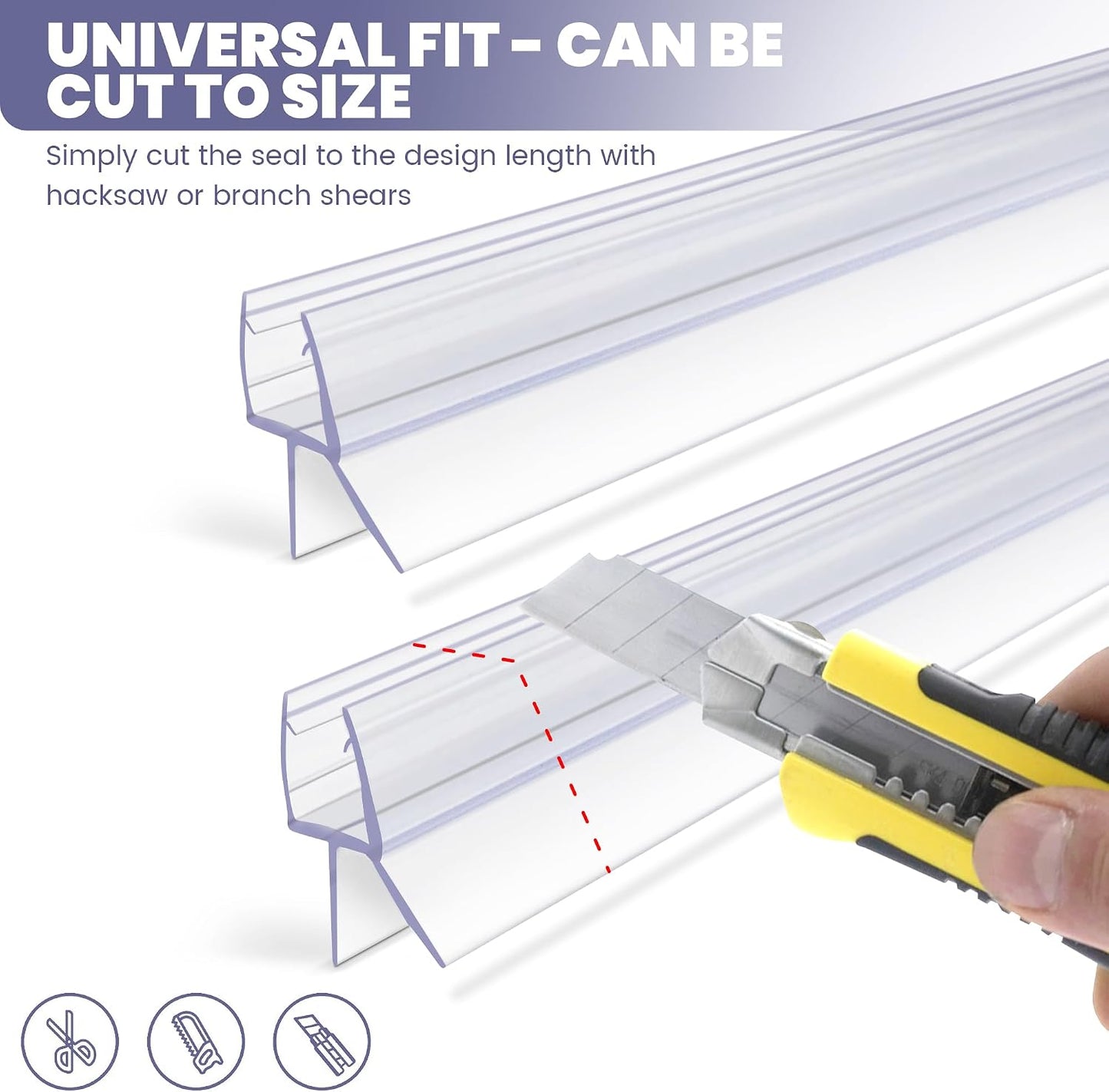 Frameless Shower Door Bottom Seal Strip for 3/8"(10mm) Thick Glass, Super Clear 36 Inch Long 2PCS Shower Door Seal, to Water Block