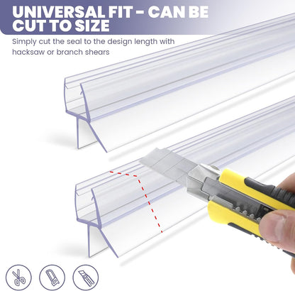 Frameless Shower Door Bottom Seal Strip for 3/8"(10mm) Thick Glass, Super Clear 36 Inch Long 2PCS Shower Door Seal, to Water Block