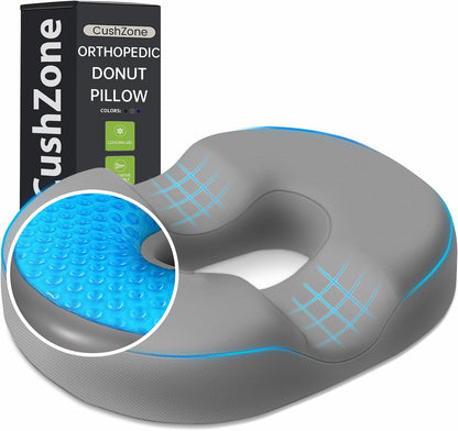 Donut Pillow Seat Cushion, Cooling Gel Memory Foam Chair Cushion, Black