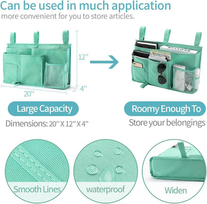 Bseash Bunk Bed Organizer, Bedside Caddy Hanging Bed Organizer Storage Bag 8 Pockets, for College Dorm Rooms Bed, Hospital Bed, Baby Bed Rails, 600D Oxford Cloth