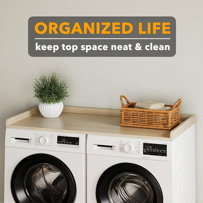 SpaceAid Washer Dryer Countertop, Laundry Wood Shelf Topper with Edge, 54" Width x 27.5" Depth Cover Guard Organizer for Washer and Dryer Laundry Hamper Counter Storage Organization (Black)
