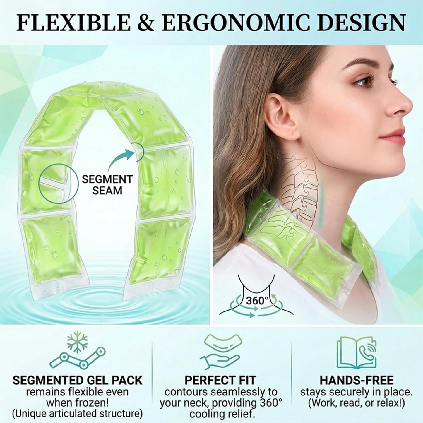 Cooling Towel with Soft Gel Ice Pack Inserts |Gel Ice Packs Reusable - Multi Purpose Compression Wrap - Neck, Legs, Arms, Shoulders - Ideal for Post Surgery, Migraines, Hiking and Injuries (Blue)