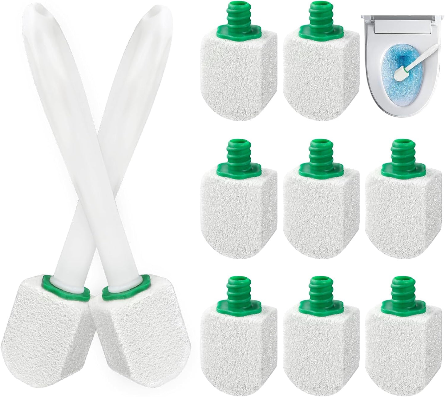 AUAUY 6 Pack Pumice Stone with Handle, Toilet Bowl Pumice Stone for Cleaning, Hard Water Toilet Ring Remover, 1 Handle + 6 Pumice Stones for Cleaning Toilets, Bathtubs, Grills, Kitchen Sink