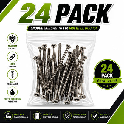 Satin Silver Nickel Wood Screws 9 X 3 Inch – Extra Long Door Hinge Screws - Door Security Screws - 24 Pack