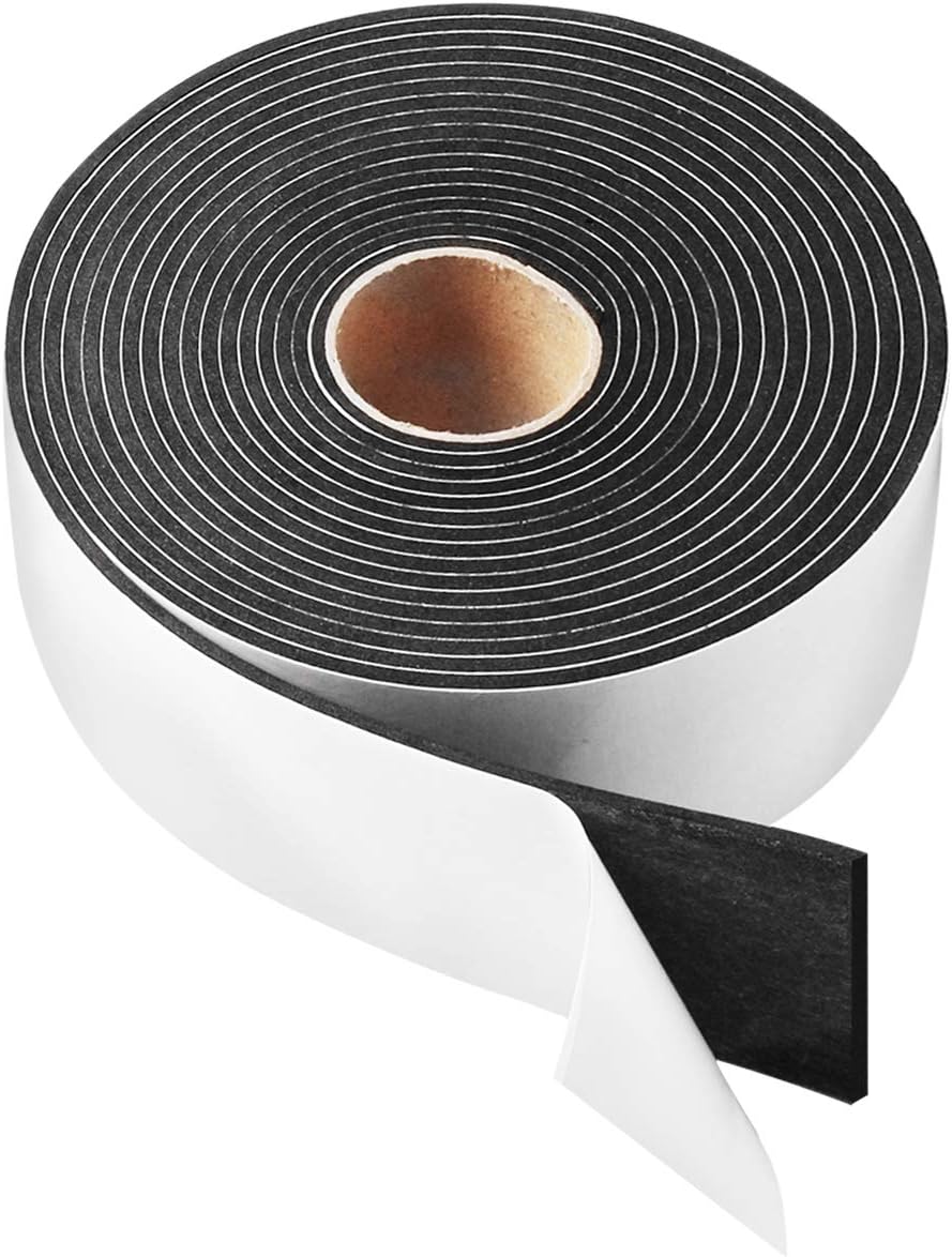 2 Rolls Foam Seal Tape for Door Window Insulation, Soundproof and Shockproof Foam Adhensive Strip, 3/8" Wx3/16 T Single Sided Foam Tape, Cold Air and Draft Closed Cell Seal Strip,Total 32FT