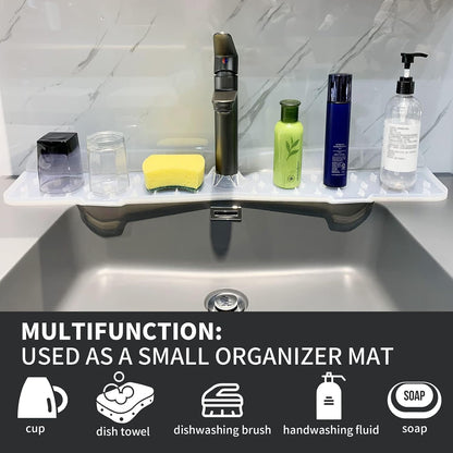 Kitchen Faucet Sink Splash Guard Silicone Faucet Mat Clear XXL 30 In | Drip catcher tray mat, sink splash guard behind faucet area; Faucet Mat for Kitchen Sink bathroom faucet guard & draining mat