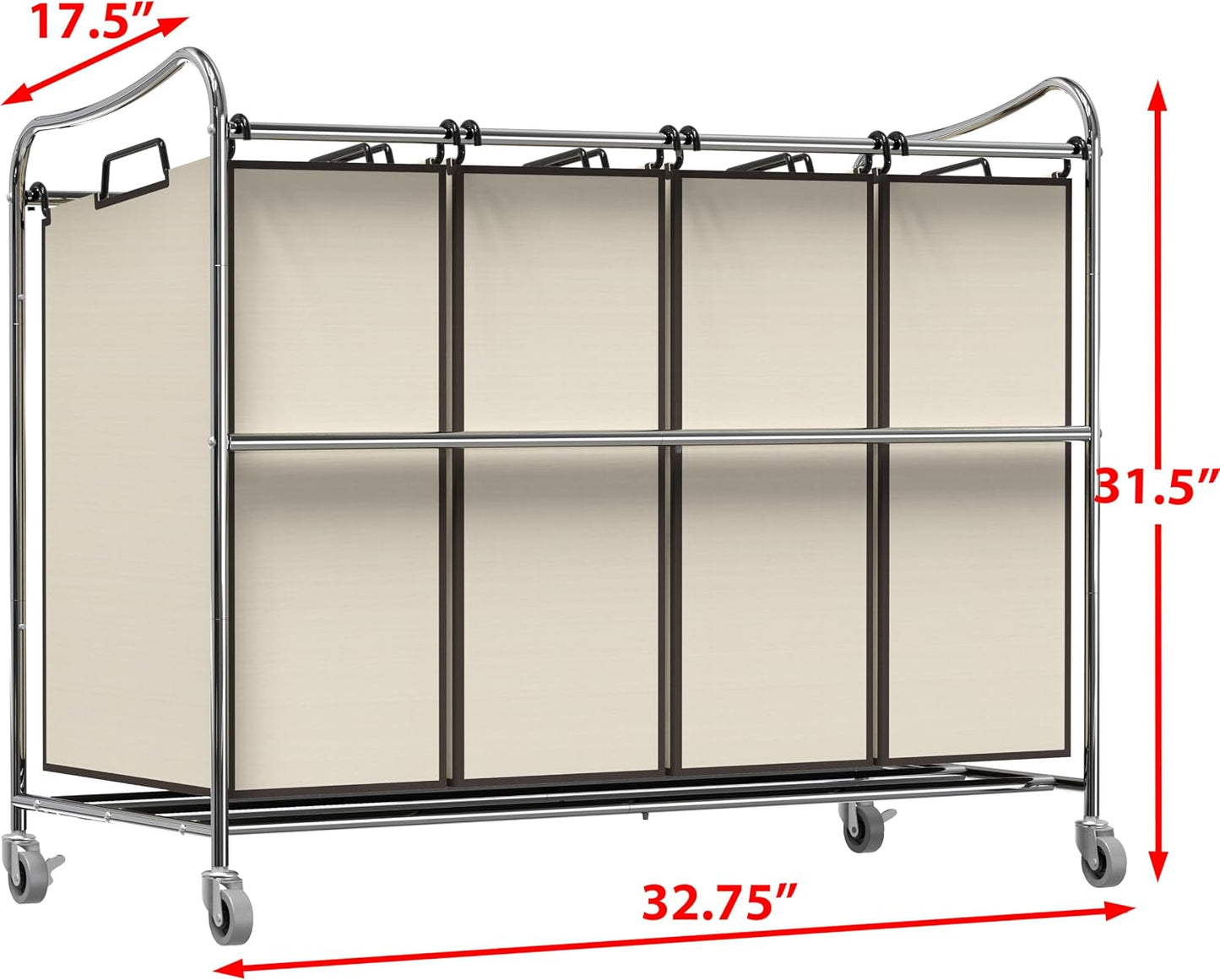 Simple Houseware 4-Bag Heavy Duty Laundry Sorter Rolling Cart, Dark Grey | Removable Bags and Lockable Wheels for Laundry Room Organization