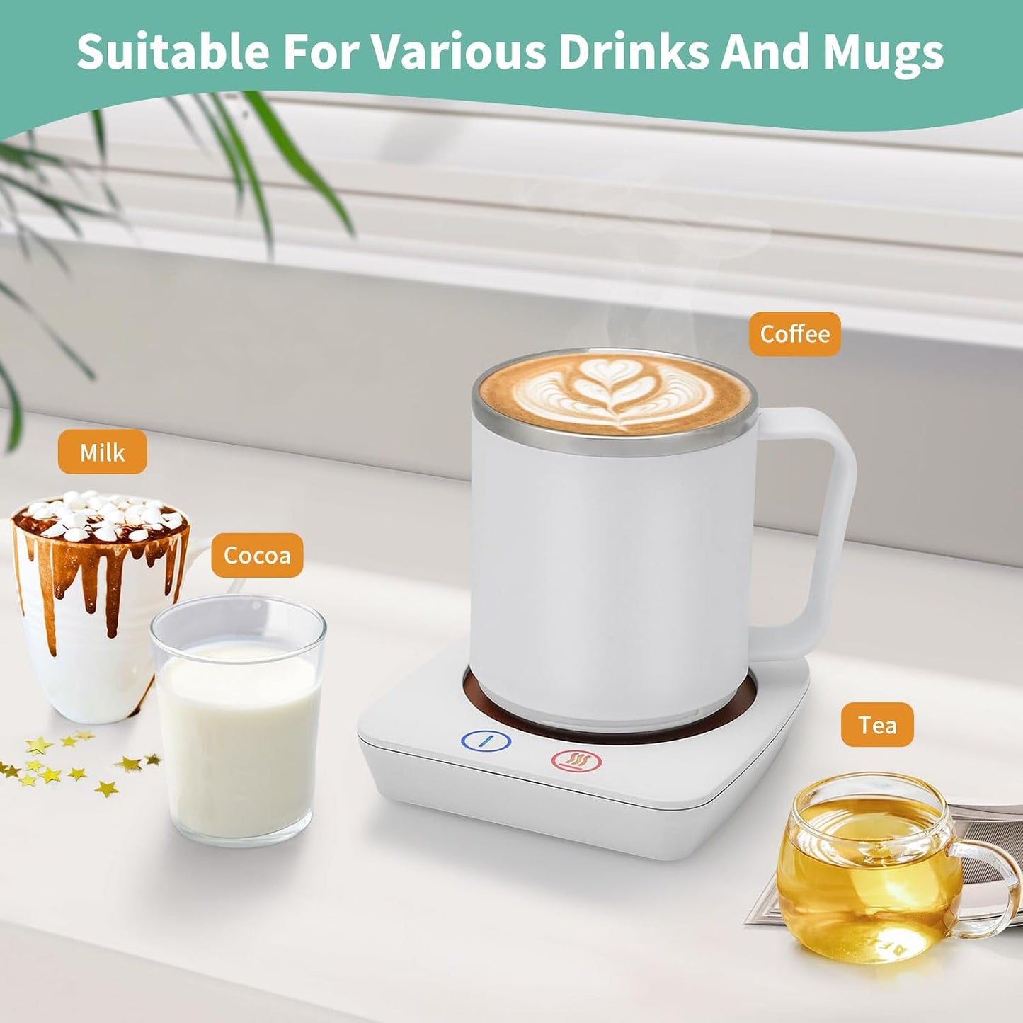VOBAGA Coffee Mug Warmer, 4 Hours Auto Shut Off Cup Warmer for Office Home Desk with 3 Temperature Settings, Electric Beverage Warmer for Cocoa,Tea, Milk, Soup, for Coffee Gifts, Sky Blue (No Cup)