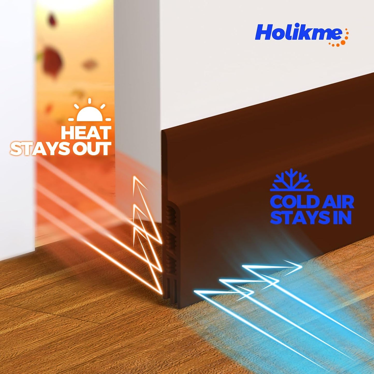 Holikme Door Draft Stopper 2-Pack, Under Door Seal for Bottom Gap Filler | Strong Adhesive Silicone Weather Stripping Garage Window Blocker Cold Air & Noise, Easy Install Door Sweep Strip Save Energy