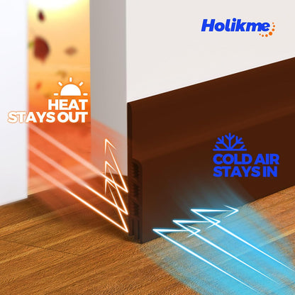 Holikme Door Draft Stopper 2-Pack, Under Door Seal for Bottom Gap Filler | Strong Adhesive Silicone Weather Stripping Garage Window Blocker Cold Air & Noise, Easy Install Door Sweep Strip Save Energy