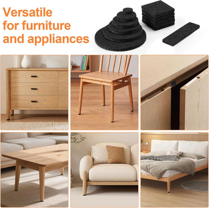 Felt Furniture Pads 300 Pieces, Furniture Pads for Hardwood Floors Black | Self-adhesive felt pads prevent scratches and noise, ideal for chair legs, suitable for hardwood floors and indoor furniture