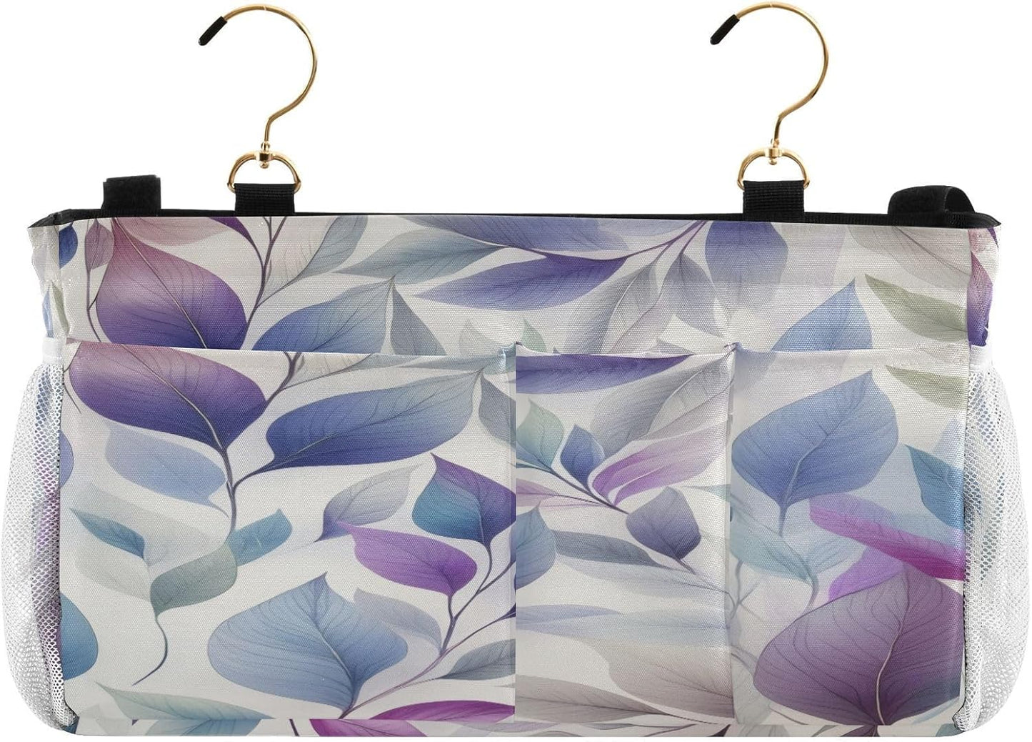 Bedside Caddy Hanging Storage Bag Dancing Leaves Bedside Organizer Caddy for Bunk, Dorm Room, Hospital Beds - Place Magazines / Remotes / Keys