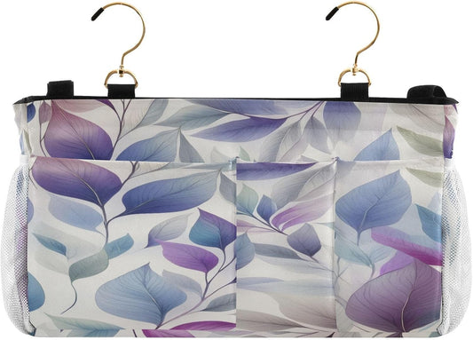 Bedside Caddy Hanging Storage Bag Dancing Leaves Bedside Organizer Caddy for Bunk, Dorm Room, Hospital Beds - Place Magazines / Remotes / Keys