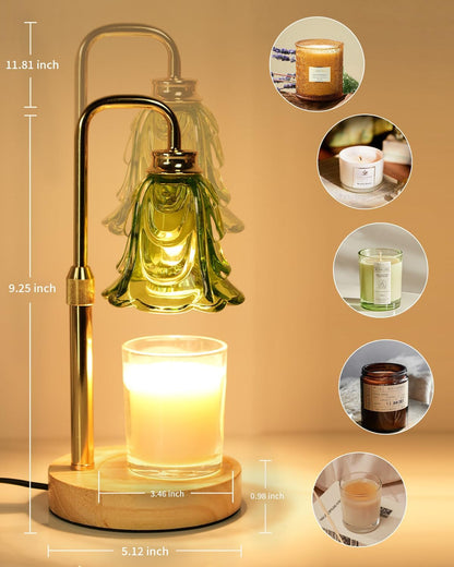 SupBri Candle Warmer Lamp with Timer & 4Bulbs, Pink Flower Glass Shdae