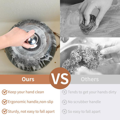 6PCS Steel Wool Scrubber Sponge Set, Barbecue Grill Cleaning Scrubber Pads | Stainless Steel Scrubber Replacement for Scouring Messes from Cast Iron, Pots, Pans, Grill, Stoves, Sink (6 Pads)