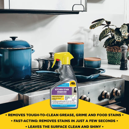 FILA Surface Care Solutions, KITCHENKARE, Heavy Duty Degreaser Cleaner for Kitchen, Grill, Oven, Fireplace; BBQ Cleaner Spray, Desengrasante de Cocina, Degreasing Detergent Bike Chain, 24OZ