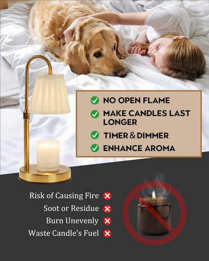 Modern Candle Warmer Lamp with Timer, Dimmable Candle Lamp Warmer, Mothers Day Birthday Gifts for Women Men, Black Candle Warmer, Adjustable Candle Light Warmer, Cozy Living Room Bedroom Home Decor