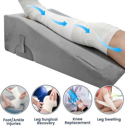 2 Adjustable Arc-Designed Leg Elevation Pillow for After Surgery – Knee Replacement Recovery Aid, Bone Foam Knee Surgery Pillow for Hip & Ankle Pain Relief
