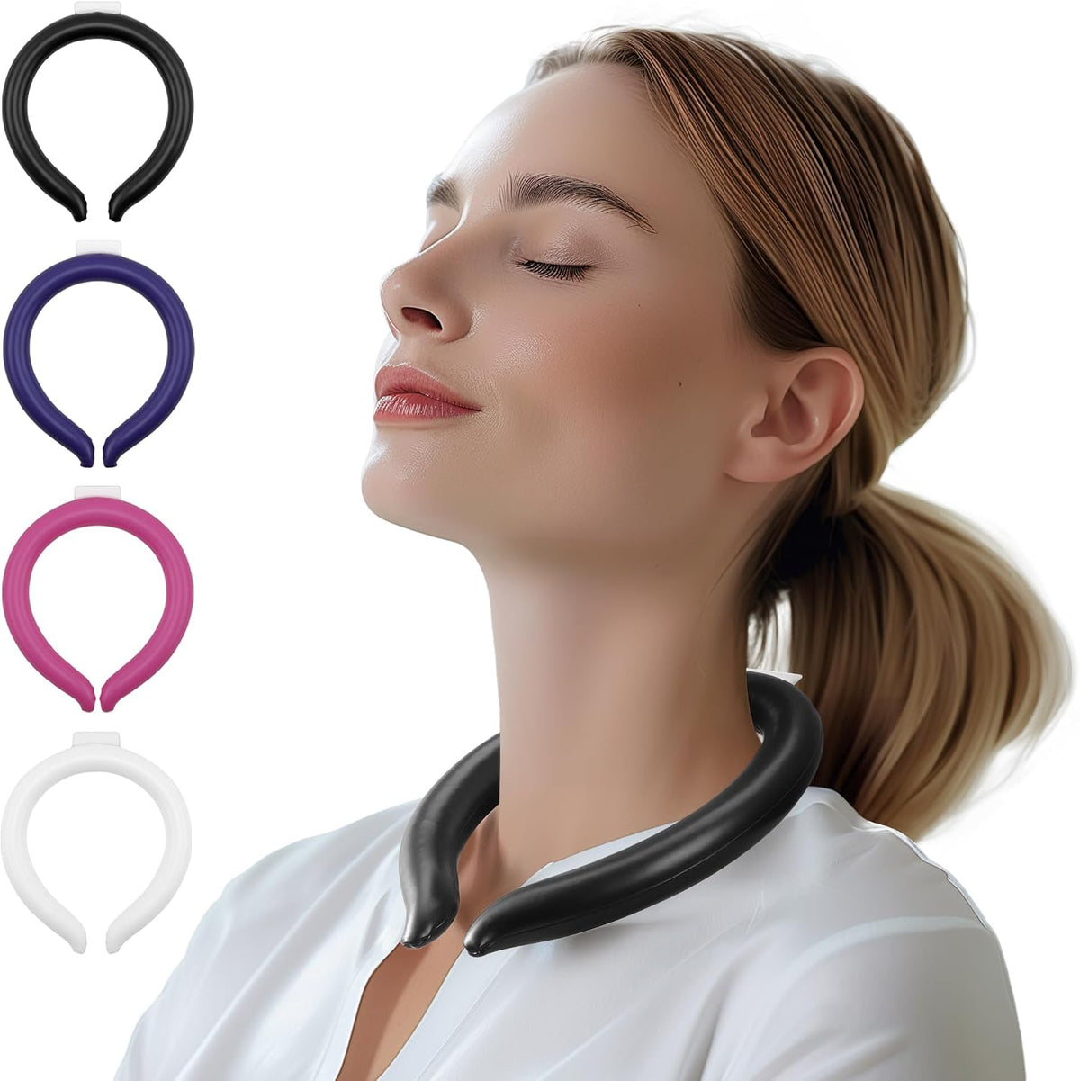 Magic Gel Neck Cooling Tube - Cooling Neck Ring - Reusable Ice Ring Wraps - Necks, Face Ice Coolers - Frozen Cool Wraps, Tubes for Summer Heat, Extremely Hot Weather - 2 Pack, B&W