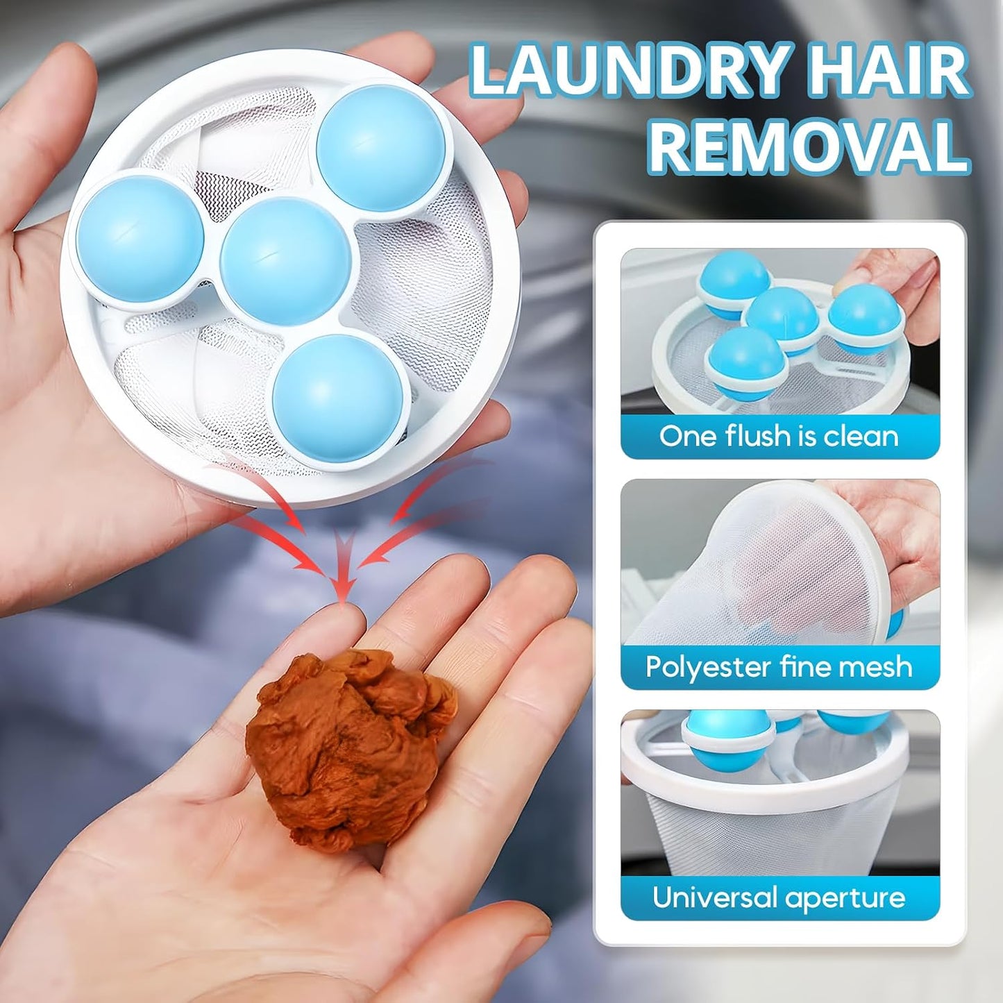 6PCS Washing Machine Hair Filter Mesh Bags, Floating Washing Machine Filter Bags, Reusable Lint Catcher for Washing Machine, Washing Machine Lint Catcher for Laundry (Mix,E)