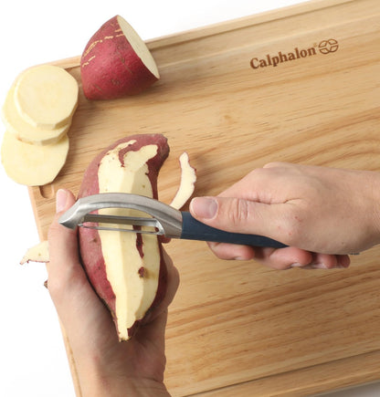 Calphalon Edge Stainless Steel Y Vegetable Peeler w/Thermoplastic Rubber Handle - Navy Blue