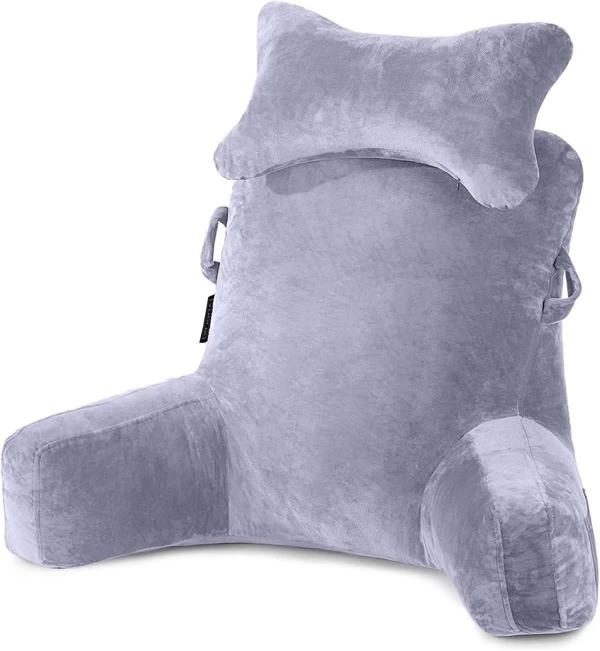 SLIGUY Reading Pillow-Bed Rest Pillow with Detachable Neck Roll & Support Arm for Sitting in Bed Couch or Floor-Backrest Reading Pillow Adult Back Pillow for Reading/Watching TV/Gaming,Dark Grey