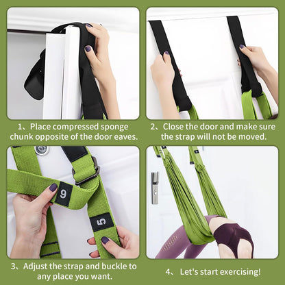 Leg Stretcher Strap Adjustable Fitness Strap Band for Waist Trainer Stretching Door Swing Flexibility Tensile Trainer with Carrying Pouch Back Bend Go Upside-Down for Yoga Practitioner Ballet Dancer Gymnastics Exercises