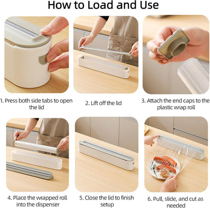 Fits 12" Rolls Up to 1.45" Diameter, Plastic Wrap Dispenser with Cutter | Includes 100 ft plastic wrap; fits slim 12" rolls up to 1.45" diameter. Magnetic mount; not for jumbo or commercial rolls.